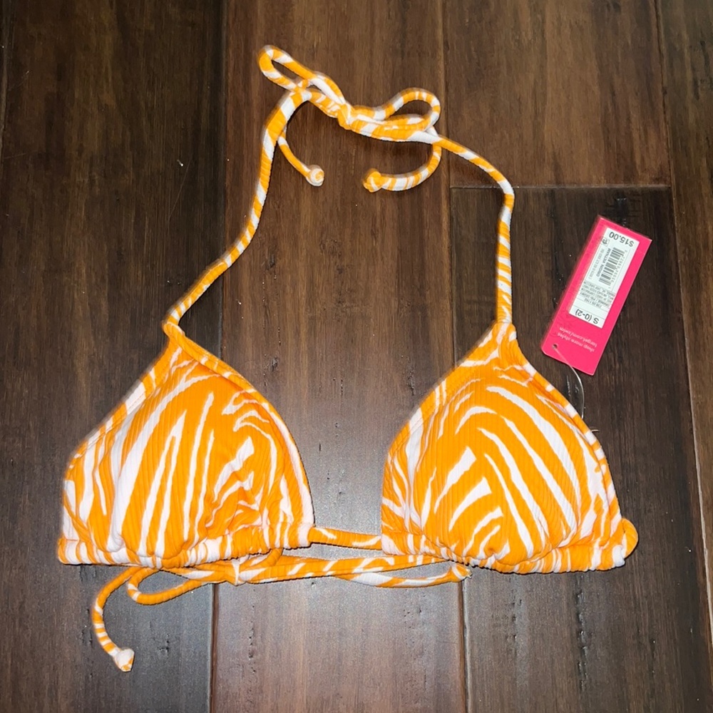 Orange Strip Bikini Top🧡